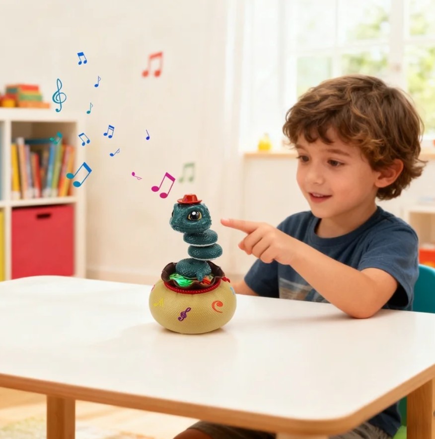 Electric Cloth Bag Twisted Snake Toy with LED Light & Music