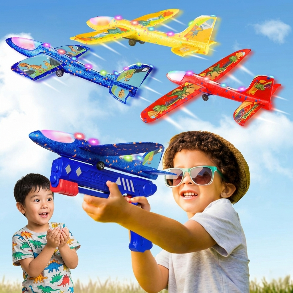 Catapult Airplane Launcher Glider Gun Toy for Kids - Outdoor Flying Plane Launcher