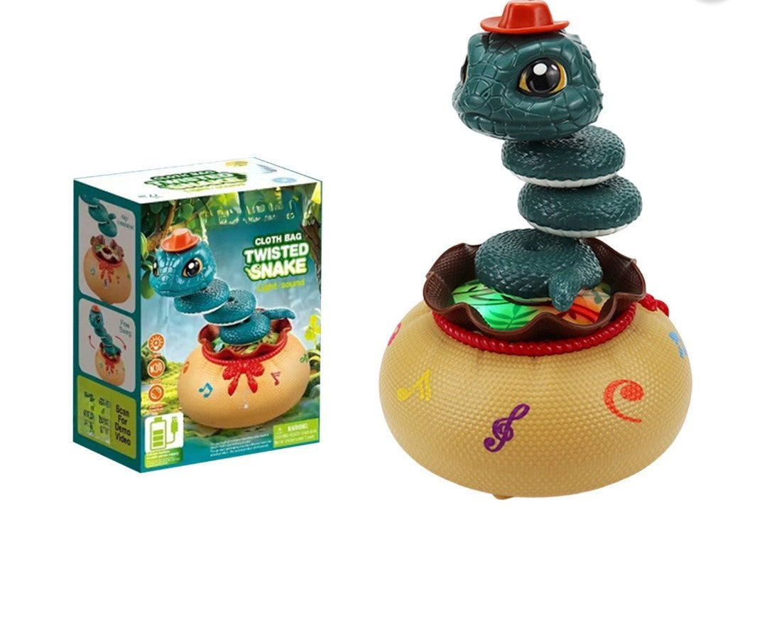Electric Cloth Bag Twisted Snake Toy with LED Light & Music