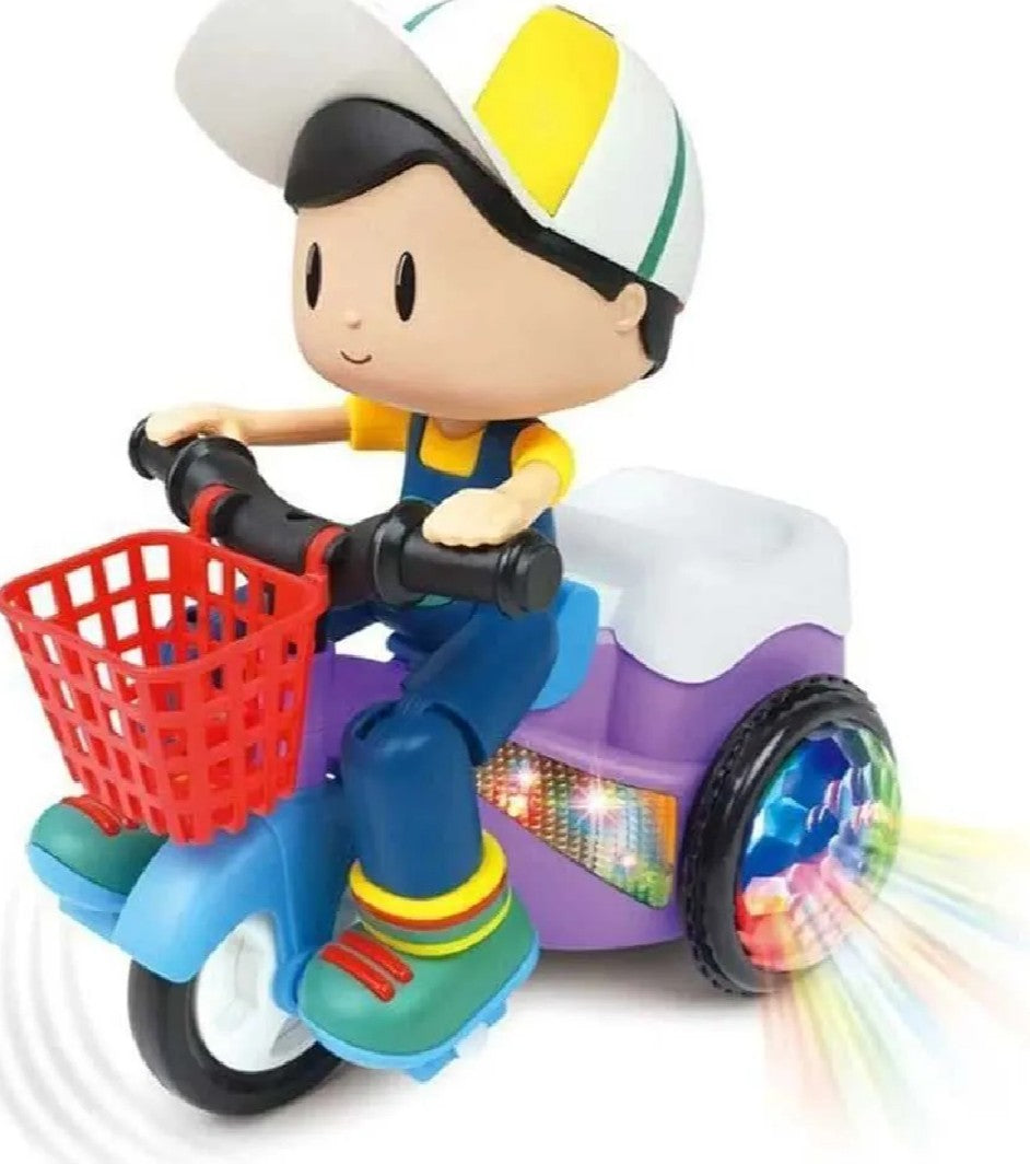 Electric Stunt Tricycle Toy for Kids – LED Lights & Music Ride-On Bike