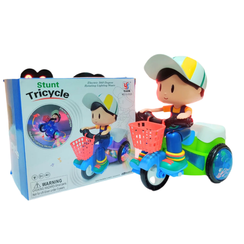 Electric Stunt Tricycle Toy for Kids – LED Lights & Music Ride-On Bike