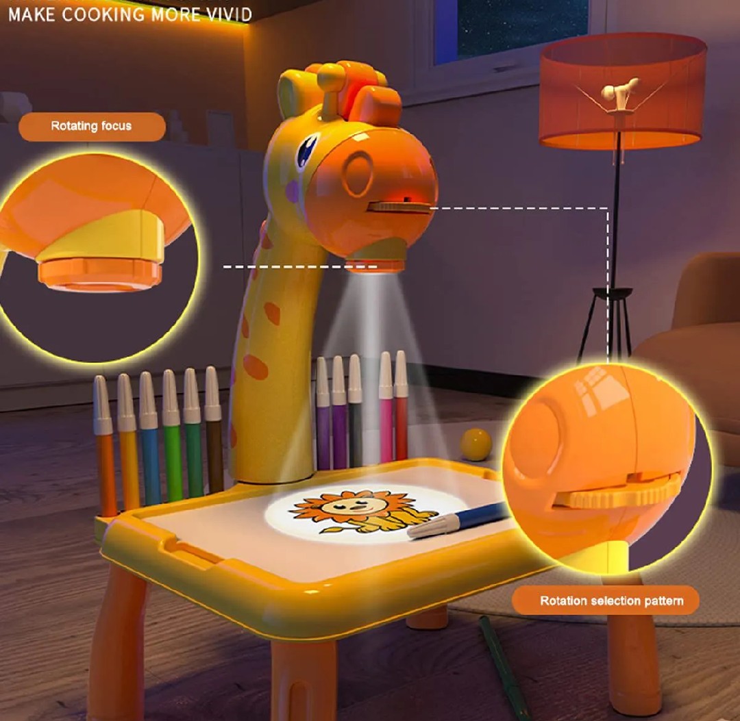Large Giraffe LED Drawing Projector Table for Kids – Painting & Tracing Toy