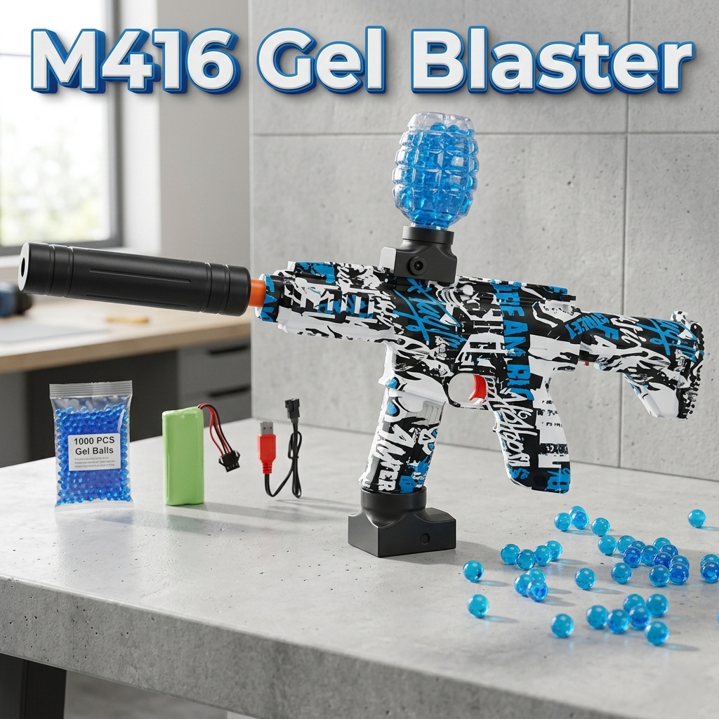 M416 Gel Blaster Toy Gun – Rechargeable Electric Automatic Shooting Blaster with Gel Balls for Kids