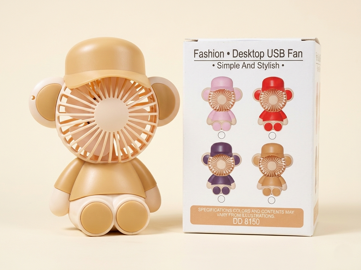 Mini USB Bear Fan | Cute Desktop & Portable Handheld Fan | Rechargeable Small Personal Cooling Fan