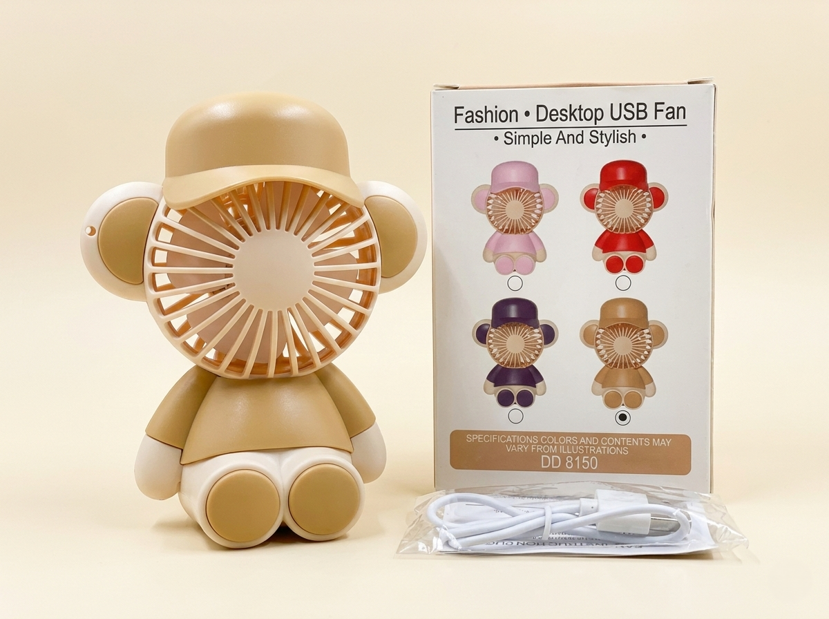 Mini USB Bear Fan | Cute Desktop & Portable Handheld Fan | Rechargeable Small Personal Cooling Fan
