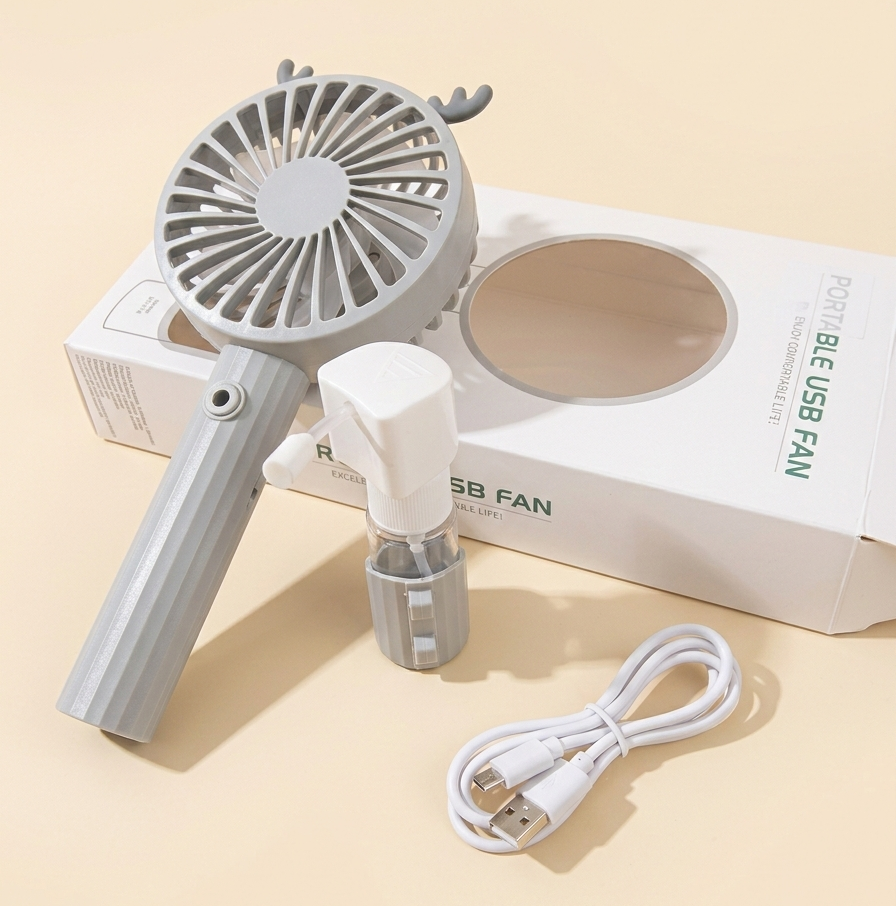 Portable USB Rechargeable Handheld Fan with Water Spray Bottle – Mini Cooling Mist Fan