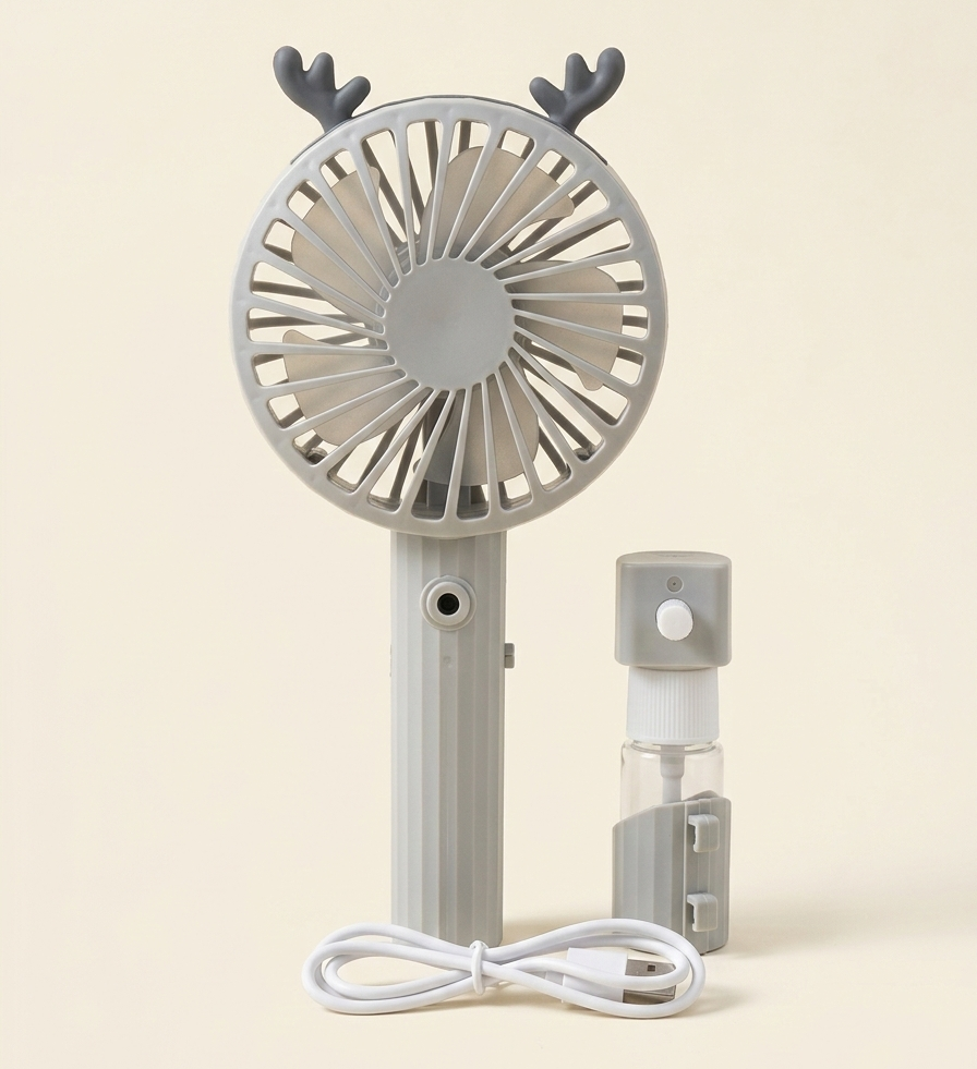 Portable USB Rechargeable Handheld Fan with Water Spray Bottle – Mini Cooling Mist Fan
