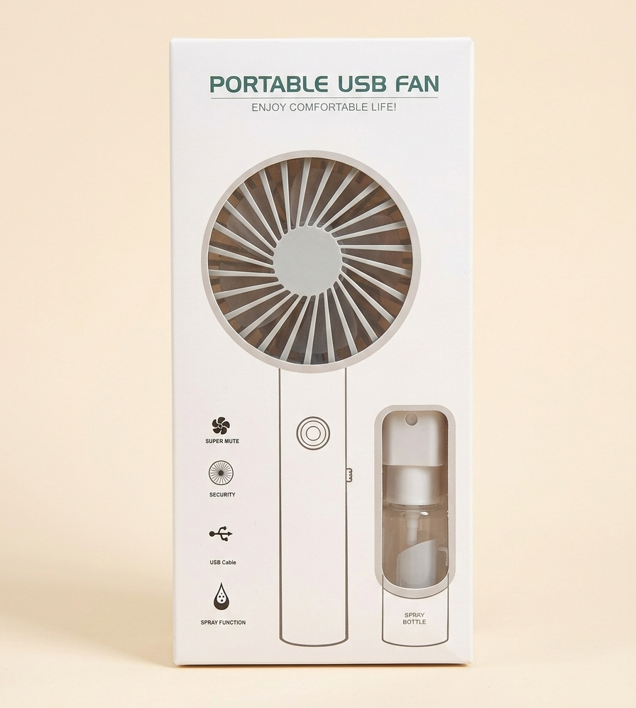 Portable USB Rechargeable Handheld Fan with Water Spray Bottle – Mini Cooling Mist Fan