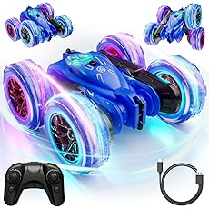 RC Car with Spray & Stunt Function – 360° Flips, Rechargeable Remote Control Car with LED Lights, 4WD All-Terrain Toy for Kids 3-12