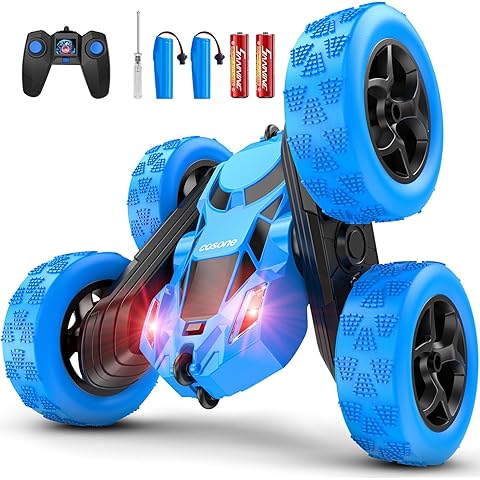 RC Car with Spray & Stunt Function – 360° Flips, Rechargeable Remote Control Car with LED Lights, 4WD All-Terrain Toy for Kids 3-12