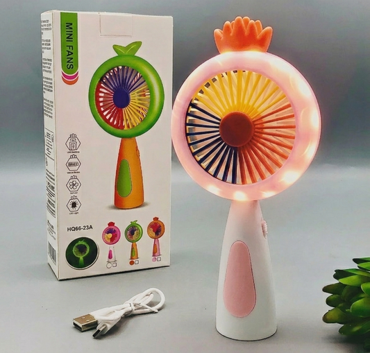 Rechargeable Mini Handheld LED Light Fan – Portable Cooling Fan