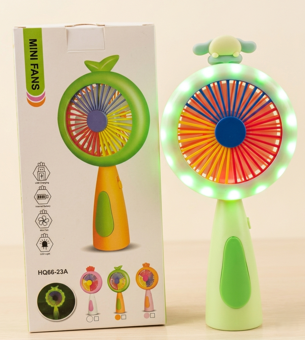 Rechargeable Mini Handheld LED Light Fan – Portable Cooling Fan