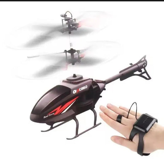 Rechargeable Mini RC Helicopter – Safe Watch Control Flying Toy for Kids