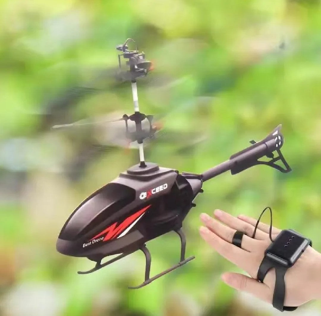 Rechargeable Mini RC Helicopter – Safe Watch Control Flying Toy for Kids