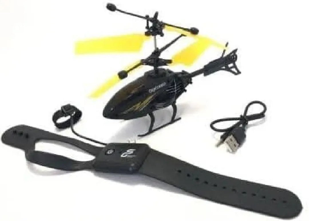 Rechargeable Mini RC Helicopter – Safe Watch Control Flying Toy for Kids