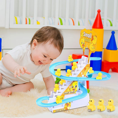 Small Duck Climbing Stairs Toy for Kids – 3 Duck Track Set with Lights & Music